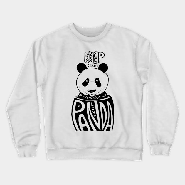 keep calm and love panda Crewneck Sweatshirt by Mako Design 